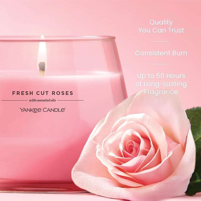 Yankee Candle Studio Scented Candle with up to 50 Hour Burn Time, Premium Plant Wax Blend for Consistent Burn, 10 oz Jar Candle with Room Filling Fragrance, Fresh Cut Roses (Pack of 1) - Image 4