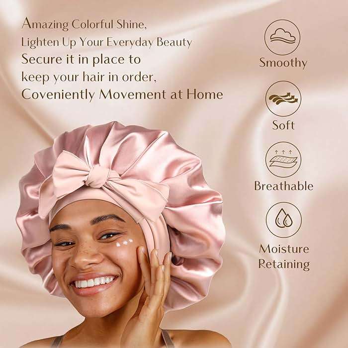 YANIBEST Adjustable Satin Bonnet for Sleeping Women Double Layer Hair Wrap Reduce Friction Prevent Frizz Natural Curly Hair - Image 3