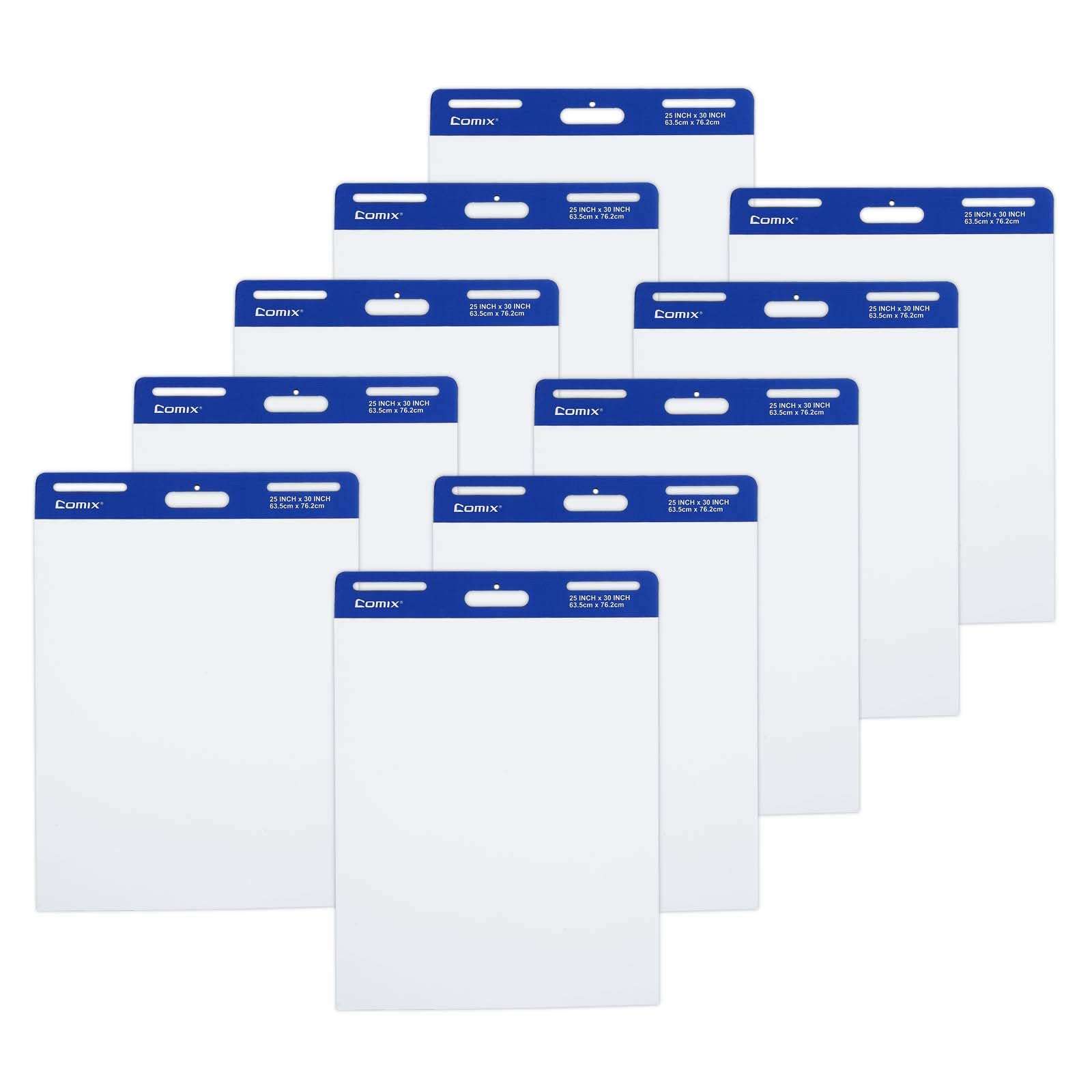 Comix Sticky Easel Pad, 25 x 30 Inches Flip Chart Paper for Teachers, Large Self Stick Easel Paper for Office School Classroom Supplies, 30 Sheets/Pad, 10 Pads/Pack - Image 1