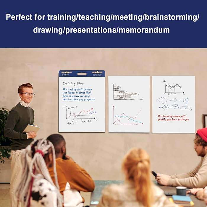 Comix Sticky Easel Pad, 25 x 30 Inches Flip Chart Paper for Teachers, Large Self Stick Easel Paper for Office School Classroom Supplies, 30 Sheets/Pad, 10 Pads/Pack - Image 6