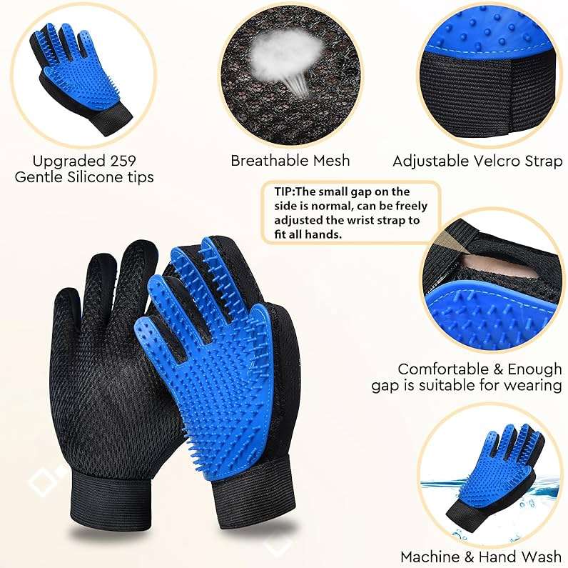 GJEASE Cat Grooming Glove Brush,Pet Hair Remover Tool,Reusable Dog Hair Fur Remover for Carpet,Furniture,Couch,Clothes,Eco-Friendly and High efficiency - Image 5