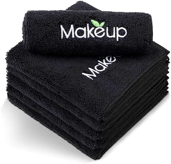 Orighty Microfiber Makeup Remover Cloths - Super Soft, Quick Dry Face Towels for Cleansing, 13 x 13 Inch, 6 Count, Black - Image 1