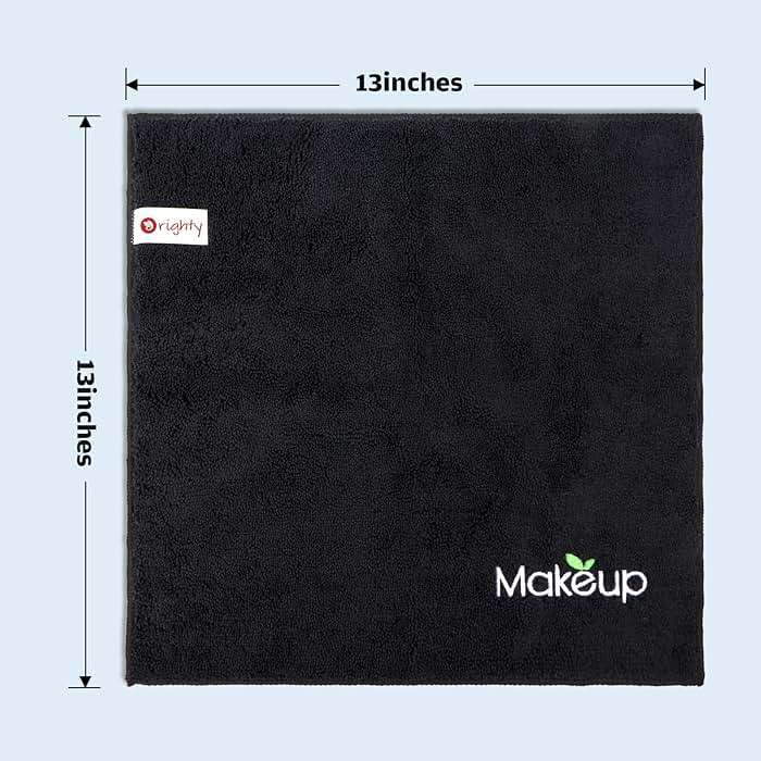 Orighty Microfiber Makeup Remover Cloths - Super Soft, Quick Dry Face Towels for Cleansing, 13 x 13 Inch, 6 Count, Black - Image 5
