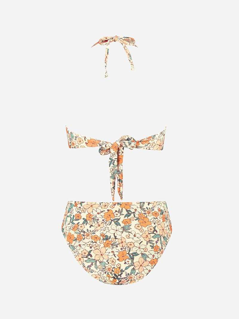 CUPSHE Bikini Set for Women Two Piece Swimsuit Bandeau Top Back Tie Mid Waisted Bottom with Removable Shoulder Straps - Image 7