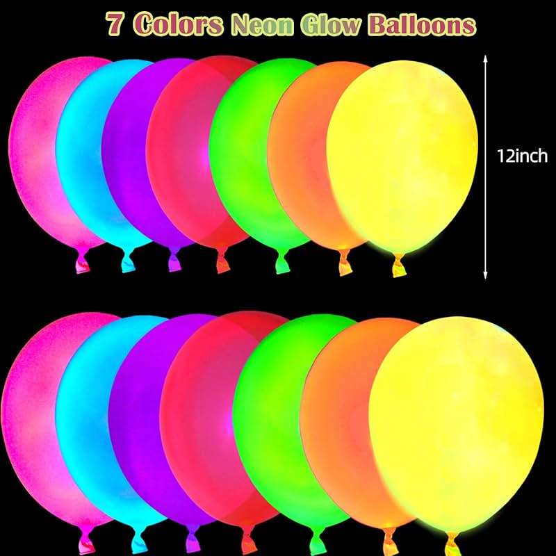 110 Pack Colored UV Neon Glow Balloons Neon Glow Party Decorations Glow in the Dark Party Supplies Black Light Fluorescent Latex Balloon for Birthday Decoration - Image 2