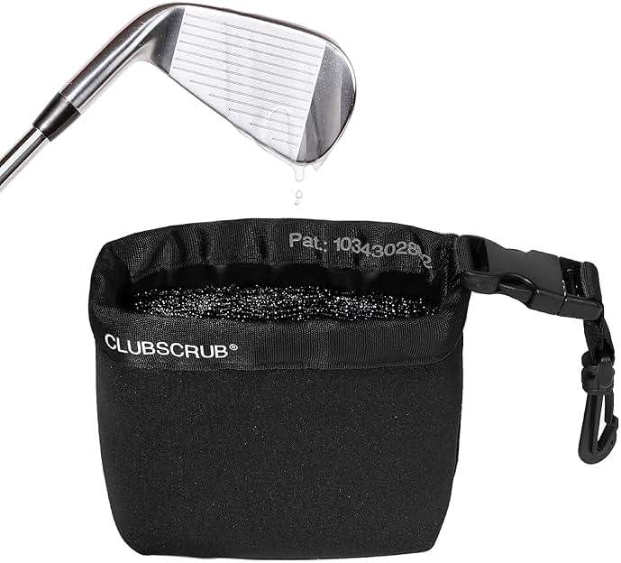 Club Scrub Golf Club and Golf Ball Cleaning Bag, Waterproof Clean Face Technology Liner, Detachable Clip, Machine Washable, Cleans Club Grooves, Dry Exterior (Neoprene or Microfiber Option Available) - Image 1