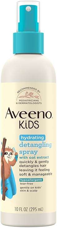 Aveeno Kids Hydrating Detangling Spray with Oat Extract, Quickly Detangles Hair, Tear-Free, Gentle on Sensitive Skin & Scalp, Detangler Spray for Kids, Hypoallergenic, 10 fl. oz - Image 1