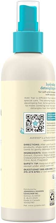 Aveeno Kids Hydrating Detangling Spray with Oat Extract, Quickly Detangles Hair, Tear-Free, Gentle on Sensitive Skin & Scalp, Detangler Spray for Kids, Hypoallergenic, 10 fl. oz - Image 9