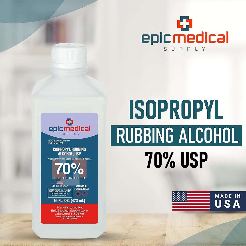 70% Isopropyl Alcohol 70 Percent Rubbing Alcohol 70 Percent USP, 16 oz. Bottle, Multipurpose First Aid Antiseptic for Minor Wounds, Cuts, Scrapes and Burns | Home Cleaning and First Aid Tool (1) - Image 2