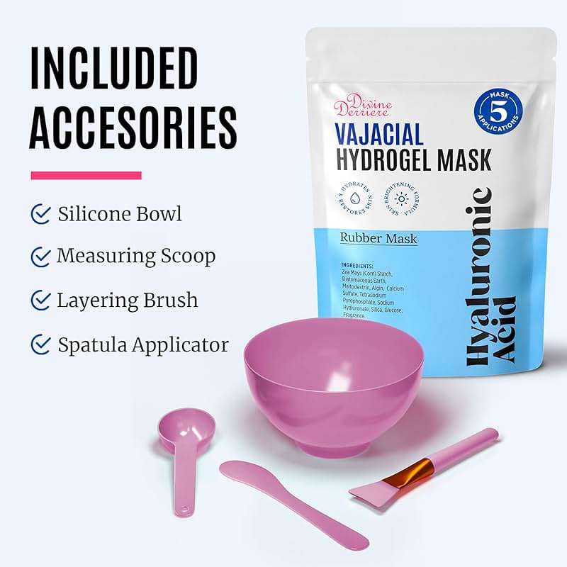 Divine Derriere Hydrogel Vajacial Mask - Premium Modeling Rubber Mask with Hyaluronic Acid, Deeply Purifying & Super Hydrating Hydro-jelly Sheet Masks, Complete Peel-Off Powder Kit - Image 4