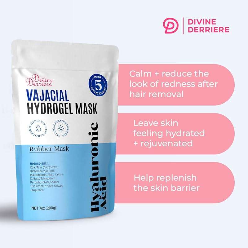 Divine Derriere Hydrogel Vajacial Mask - Premium Modeling Rubber Mask with Hyaluronic Acid, Deeply Purifying & Super Hydrating Hydro-jelly Sheet Masks, Complete Peel-Off Powder Kit - Image 8