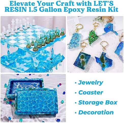 LET'S RESIN Resin Epoxy Kit, 1.5 Gallon Bubble Free & Crystal Clear Epoxy Art Supplies with Measuring Cups,Stir Stick,Gloves,Resin and Hardener for Mold Casting,Jewelry,Craft - Image 6