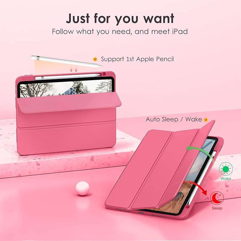 VIKESI Case for iPad (A16) 11-inch 2025 and iPad 10th Generation 10.9 Inch 2022, Clear Back and TPU Shockproof Frame Cover [Built-in Pencil Holder, Support Auto Sleep/Wake] - Watermelon - Image 5