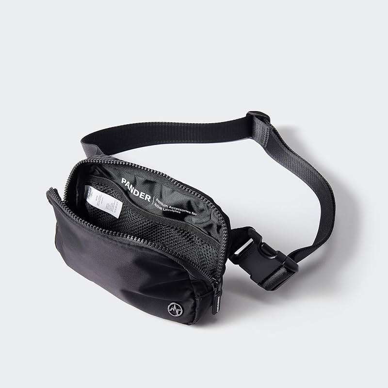Pander Two Way Zipper Fanny Pack Nylon Everywhere Belt Bag for Women, Water Repellent Waist Packs, Crossbody Bags with Adjustable Strap (Black). - Image 4