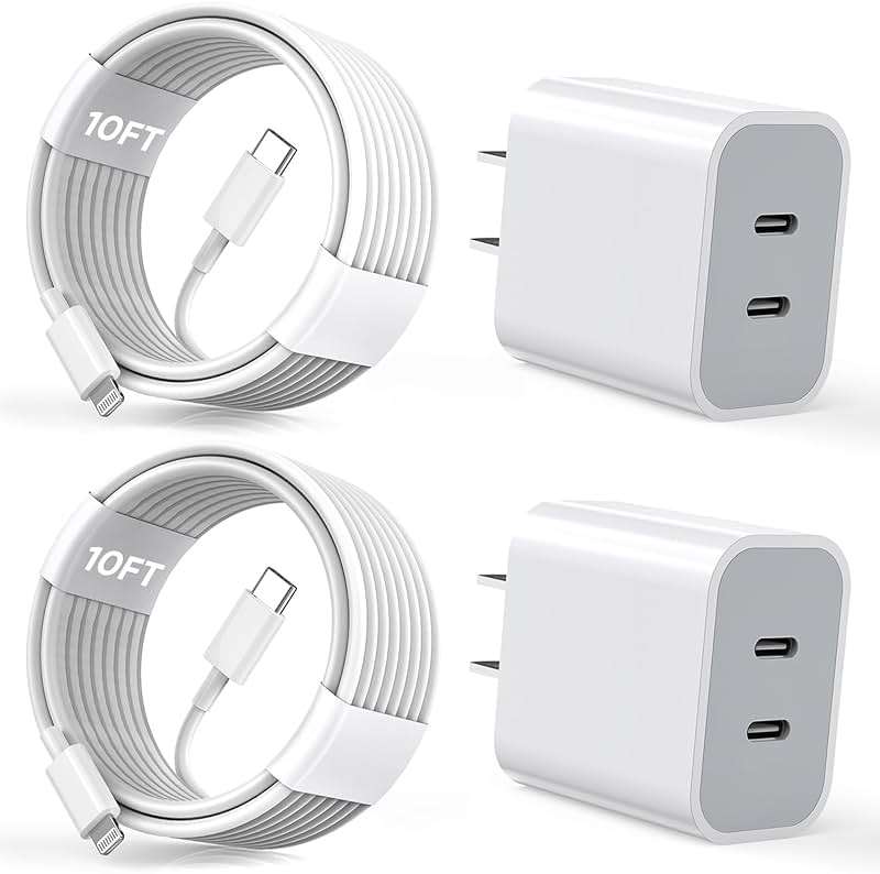 10FT iPhone Fast Charger,[Apple MFi Certified] 2Pack PD Dual Apple Fast Charger USBC Charge Block 10Foot Lightning Cable Cord Quick Charging for iPhone 14/Pro/Pro Max/Plus/13/12/11/XS/XR/X/SE2022/iPad - Image 1