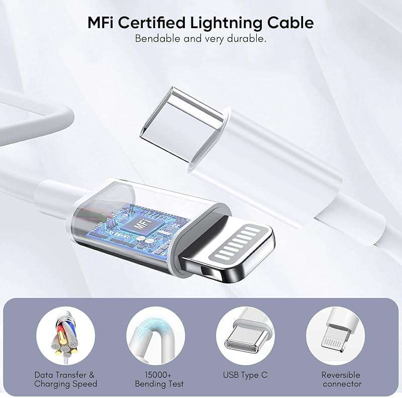 10FT iPhone Fast Charger,[Apple MFi Certified] 2Pack PD Dual Apple Fast Charger USBC Charge Block 10Foot Lightning Cable Cord Quick Charging for iPhone 14/Pro/Pro Max/Plus/13/12/11/XS/XR/X/SE2022/iPad - Image 6