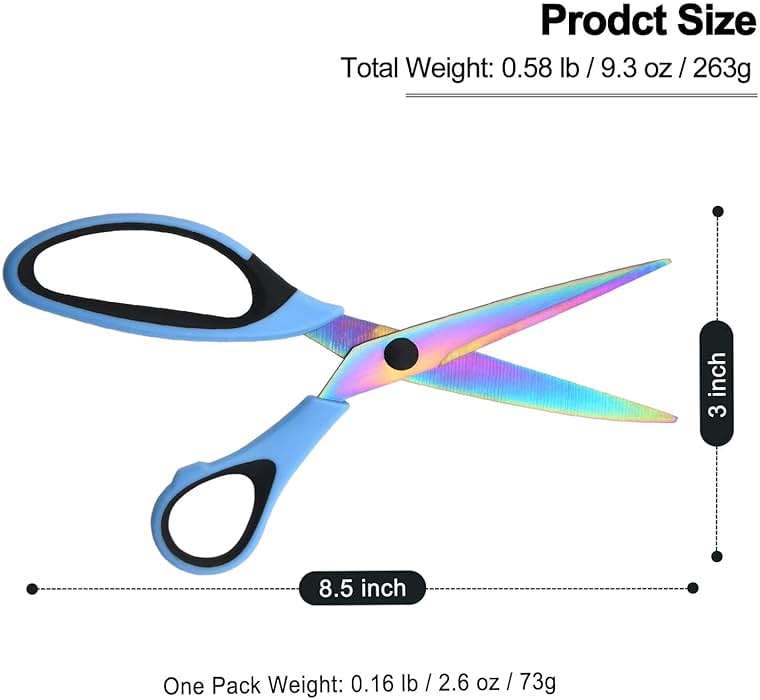 8.5" All-Purpose Scissors, 3-Pack Bulk Ultra Sharp Blade Shears, Comfort-Grip Sturdy Scissors for School, Office, Home, Sewing, Fabric, Craft Supplies, Right/Left Handed - Image 3