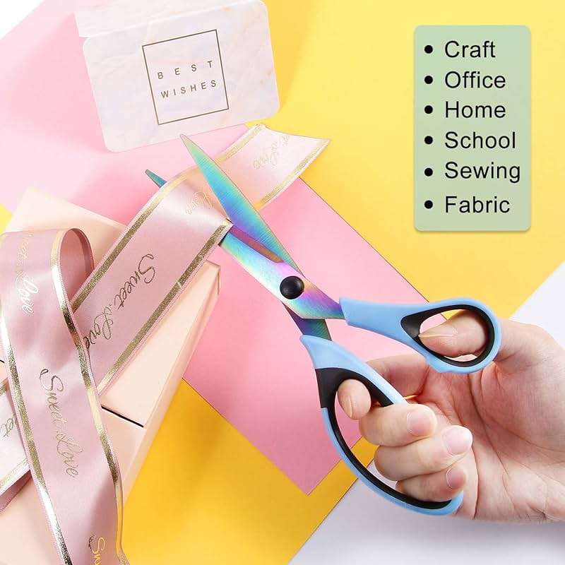 8.5" All-Purpose Scissors, 3-Pack Bulk Ultra Sharp Blade Shears, Comfort-Grip Sturdy Scissors for School, Office, Home, Sewing, Fabric, Craft Supplies, Right/Left Handed - Image 4