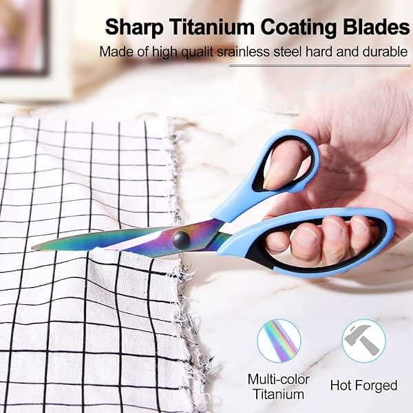8.5" All-Purpose Scissors, 3-Pack Bulk Ultra Sharp Blade Shears, Comfort-Grip Sturdy Scissors for School, Office, Home, Sewing, Fabric, Craft Supplies, Right/Left Handed - Image 6