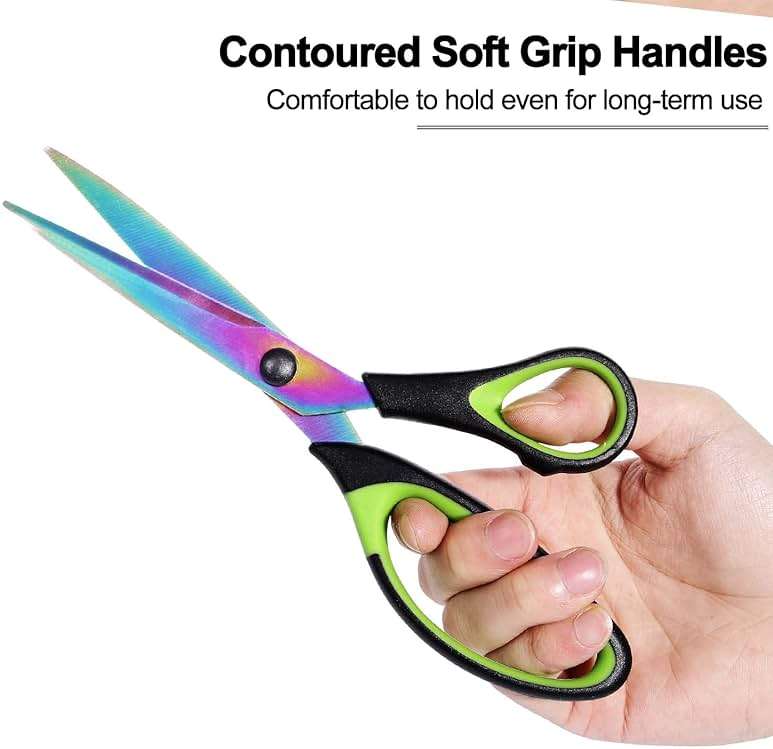 8.5" All-Purpose Scissors, 3-Pack Bulk Ultra Sharp Blade Shears, Comfort-Grip Sturdy Scissors for School, Office, Home, Sewing, Fabric, Craft Supplies, Right/Left Handed - Image 7