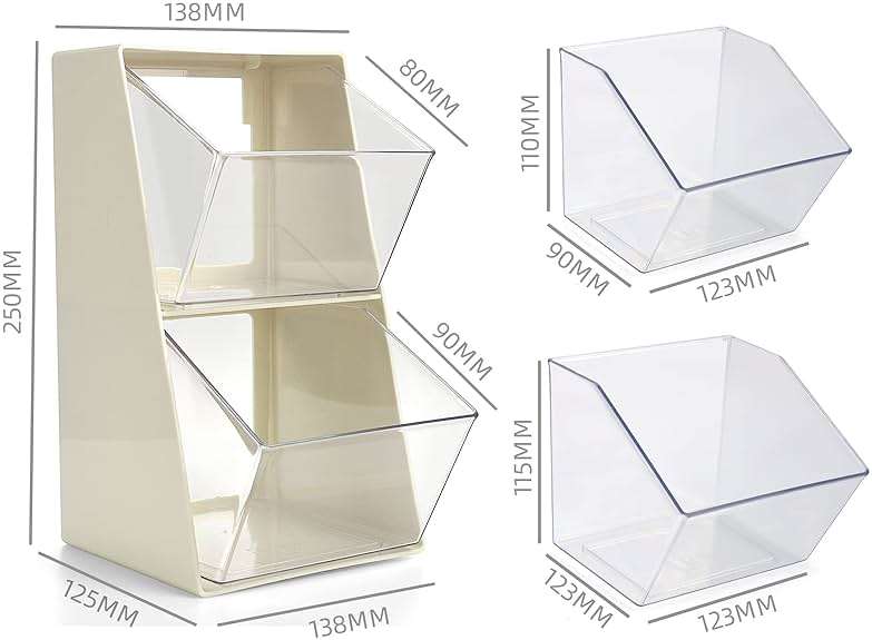 BILLION GOLD Acrylic Tea Bag & K Cup Organizer with 2 Transparent Drawers - Compact Multi-Use Storage for Coffee Pods, Sugar Packs - Kitchen & Office Counter Organizer - White - Image 3