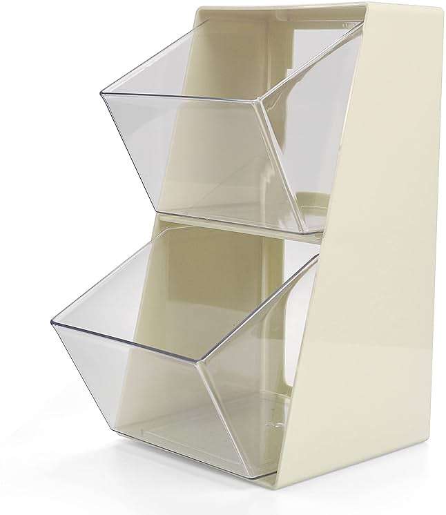 BILLION GOLD Acrylic Tea Bag & K Cup Organizer with 2 Transparent Drawers - Compact Multi-Use Storage for Coffee Pods, Sugar Packs - Kitchen & Office Counter Organizer - White - Image 9