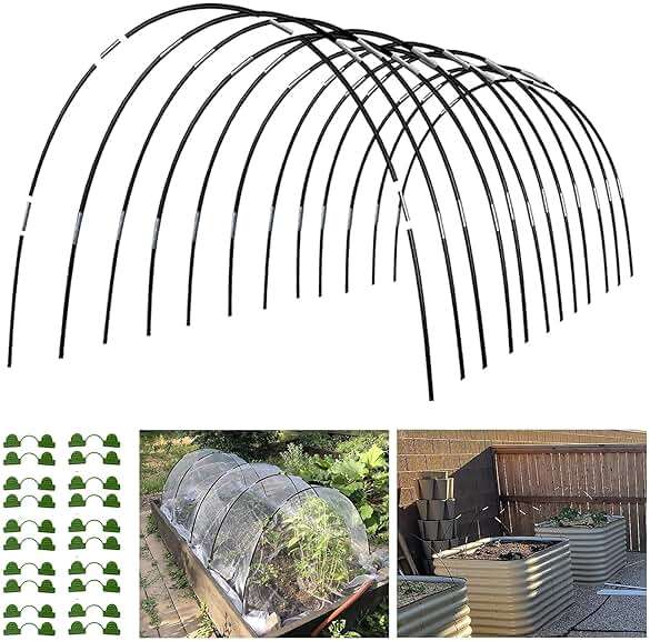 Garden Hoops Grow Tunnel, 12 Sets of 7FT Greenhouse Hoops for Raised Beds, Rust-Proof Fiberglass Frame for Garden Netting, Small Greenhouse Kit, DIY Plant Support Garden Stakes, 60 pcs - Image 1