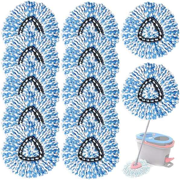 12 Pack Spin Mop Replacement Head,Fit for Rinse Clean 2-Tank System, Microfiber Mop Head Replacement Easy Wring Mop,Refill Mop Replace Head for Floor Cleaning - Image 1