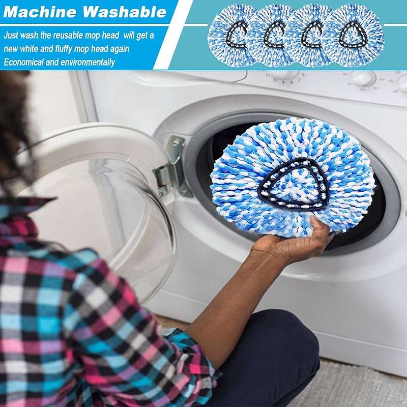 12 Pack Spin Mop Replacement Head,Fit for Rinse Clean 2-Tank System, Microfiber Mop Head Replacement Easy Wring Mop,Refill Mop Replace Head for Floor Cleaning - Image 6