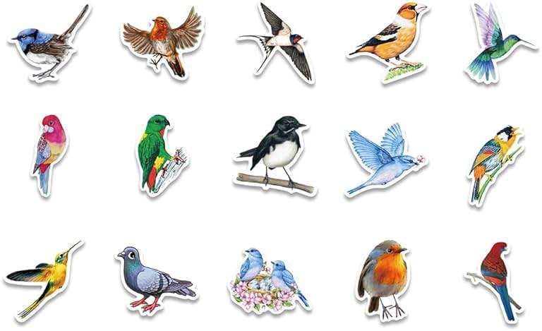 100 PCS Bird Stickers, Vinyl Waterproof Bird Stickers for Water Bottles, Laptop, Notebook, Scrapbook, Luggage, Cell Phone, Skateboard, Helmet - Image 2