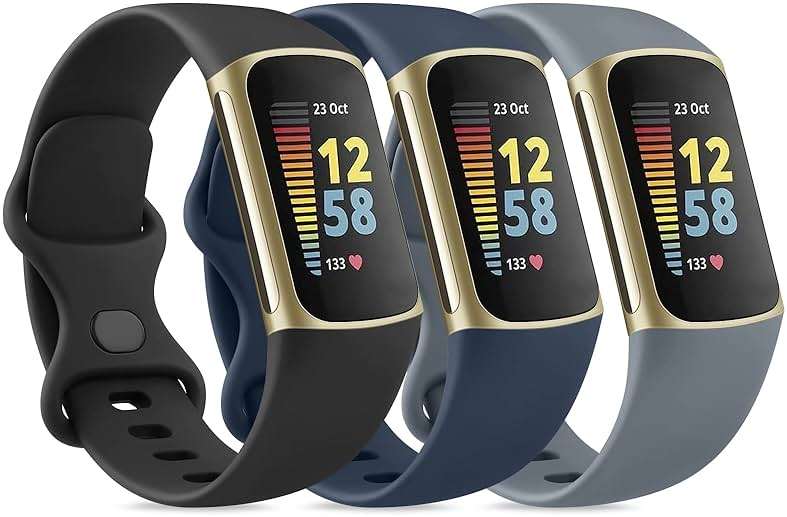 3PACK Sport Bands Compatible with Fitbit Charge 6 Bands for Women Men, Classic Soft Wristbands for Fitbit Charge 6/5 Advanced Fitness & Health Tracker - Image 1