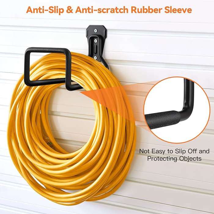 UPCERA Hose Holder Stand Wall Mount, 2Pcs Heavy Duty Garden Hose Hanger Reel, Metal Water Pipe Tube Hooks Rack for Outside Yard, Garage, Storage Organizer - Black - Image 3