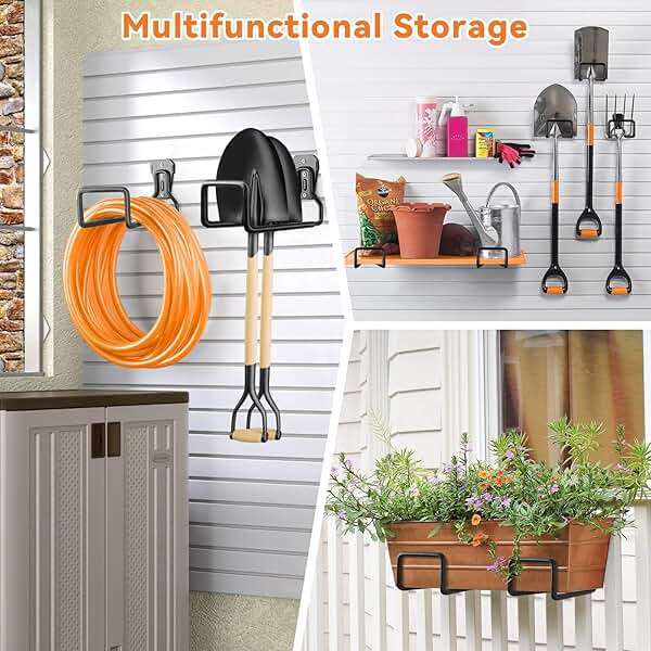 UPCERA Hose Holder Stand Wall Mount, 2Pcs Heavy Duty Garden Hose Hanger Reel, Metal Water Pipe Tube Hooks Rack for Outside Yard, Garage, Storage Organizer - Black - Image 5