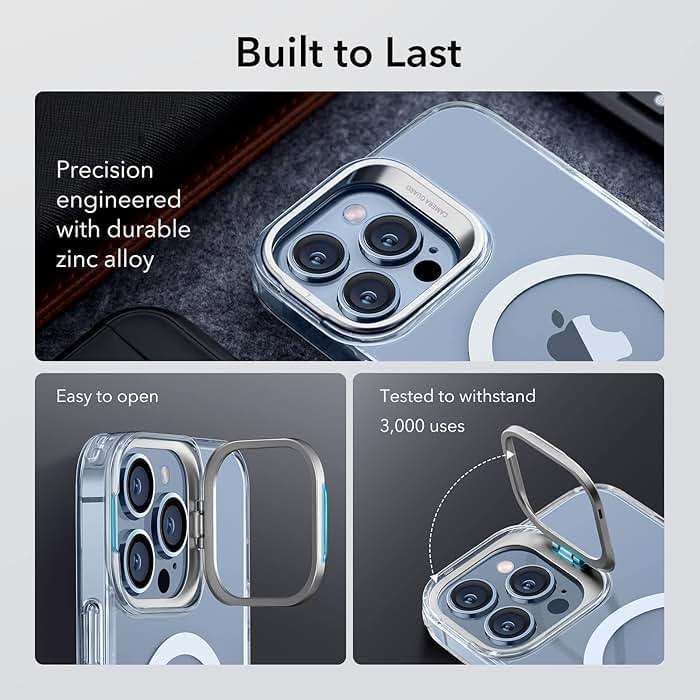 ESR for iPhone 13 Pro Max Case, Compatible with MagSafe, Built-in Camera Ring Stand, Military-Grade Protection, Magnetic Phone Case for iPhone 13 Pro Max, Classic Kickstand Case (HaloLock), Clear - Image 5
