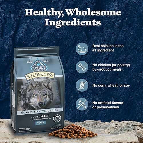 Blue Buffalo Wilderness Chicken Adult Dry Dog Food with Wholesome Grains + Antioxidant-Rich Fruits & Veggies, 39g Protein, Vibrant Energy for an Active Life, Made with Natural Ingredients, 28 lbs. - Image 7