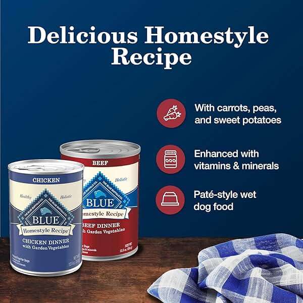 Blue Buffalo Homestyle Recipe Wet Dog Food Paté Variety Pack, Chicken Dinner & Beef Dinner with Garden Vegetables, Made with Natural Ingredients, 12.5-oz. Can (6 Count, 3 of Each) - Image 5