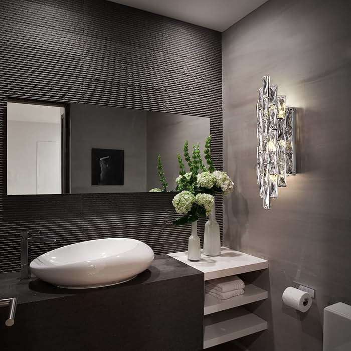 Modern Crystal Chrome Wall Sconces, Wall Light Fixtures, Indoor Wall Lamp, Vanity Wall Mount Lamps for Living Room Bedroom Bathroom Bedside Hallway Stairway - Image 6
