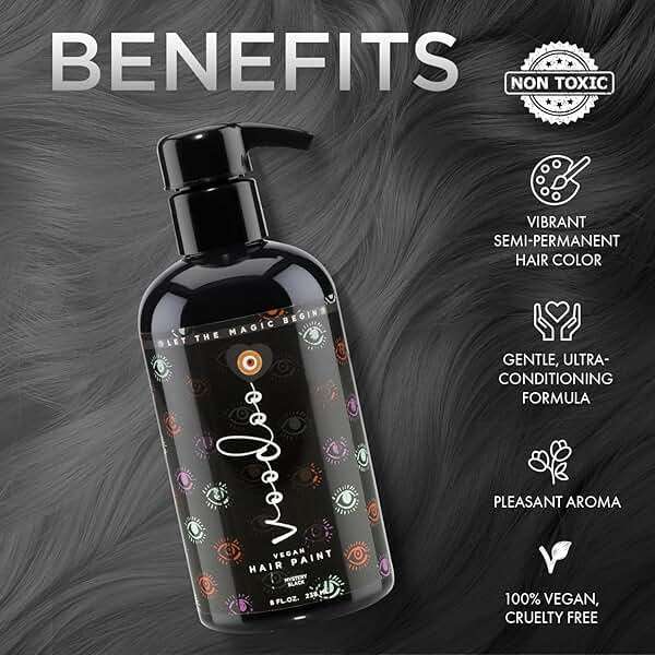 MOEHAIR Semi-Permanent Hair Color | Black Hair Dye 8 Oz | Temporary Hair Dye for Dark Hair | Voodoo Majestic Black Hair Color No Ammonia, Sulfate & Paraben | Vegan & Cruelty-Free | Drip-Free & Creamy - Image 4