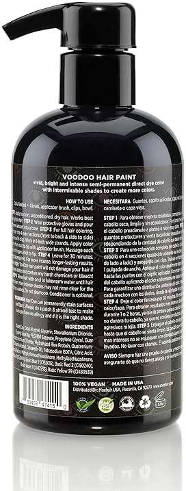 MOEHAIR Semi-Permanent Hair Color | Black Hair Dye 8 Oz | Temporary Hair Dye for Dark Hair | Voodoo Majestic Black Hair Color No Ammonia, Sulfate & Paraben | Vegan & Cruelty-Free | Drip-Free & Creamy - Image 8
