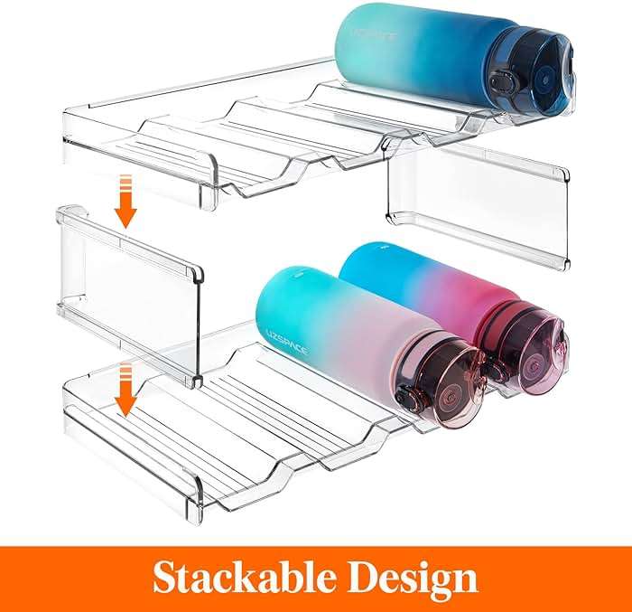 Lifewit Stackable Water Bottle Organizer for Cabinet, Plastic Bottle Holder Fits Bottles/Tumblers up to 3.8" Diameter for Pantry/Countertop, 2 Tier Holds 8 Bottles 38 x 20 x 15 cm/15 x 8 x 5.7" - Image 5