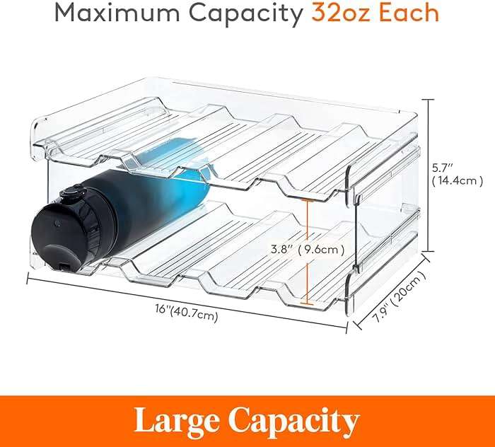 Lifewit Stackable Water Bottle Organizer for Cabinet, Plastic Bottle Holder Fits Bottles/Tumblers up to 3.8" Diameter for Pantry/Countertop, 2 Tier Holds 8 Bottles 38 x 20 x 15 cm/15 x 8 x 5.7" - Image 7