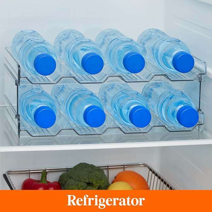 Lifewit Stackable Water Bottle Organizer for Cabinet, Plastic Bottle Holder Fits Bottles/Tumblers up to 3.8" Diameter for Pantry/Countertop, 2 Tier Holds 8 Bottles 38 x 20 x 15 cm/15 x 8 x 5.7" - Image 8
