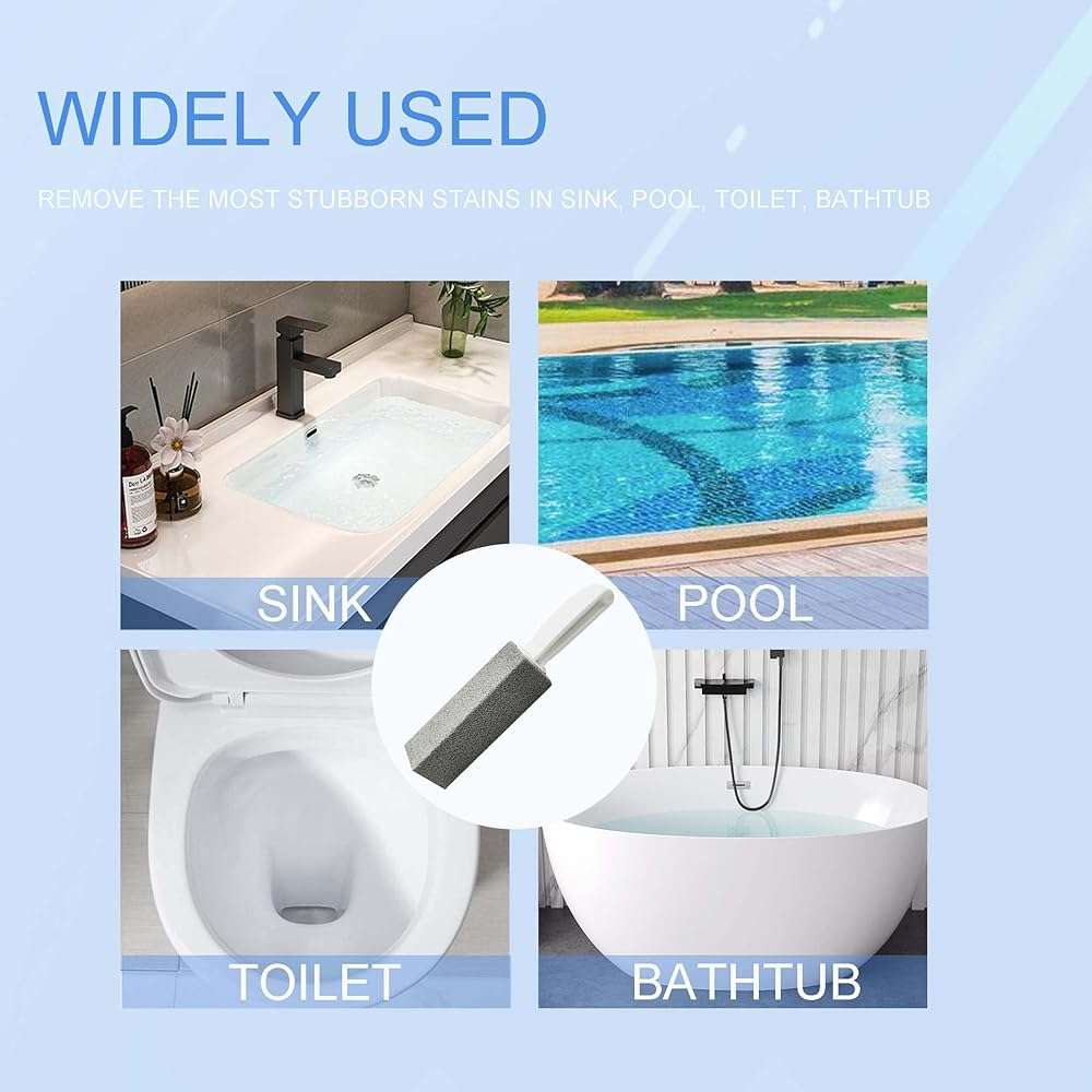 [8 Pack] Pumice Stone for Toilet Bowl Cleaning with Handle, Pumice Stone Toilet Cleaning Brush, Also Removes Limescale, Calcium Buildup and Hard Water Rings - Image 6