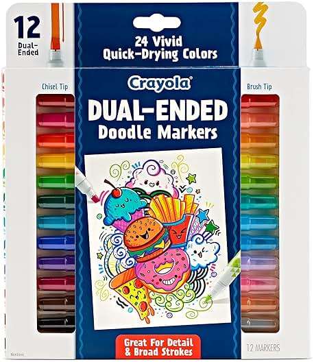 Crayola Dual Chisel Tip & Brush Markers (12ct), Markers for Adults, Art Marker Set, Coloring Supplies, Gifts for Teens & Adults - Image 1