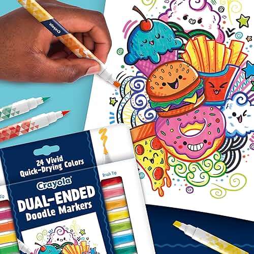 Crayola Dual Chisel Tip & Brush Markers (12ct), Markers for Adults, Art Marker Set, Coloring Supplies, Gifts for Teens & Adults - Image 2