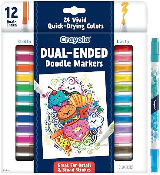 Crayola Dual Chisel Tip & Brush Markers (12ct), Markers for Adults, Art Marker Set, Coloring Supplies, Gifts for Teens & Adults - Image 5