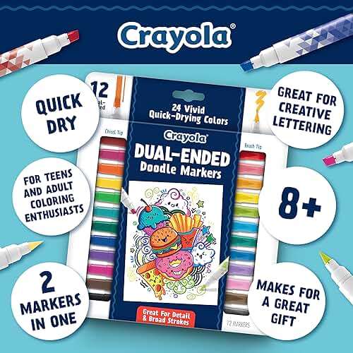 Crayola Dual Chisel Tip & Brush Markers (12ct), Markers for Adults, Art Marker Set, Coloring Supplies, Gifts for Teens & Adults - Image 6