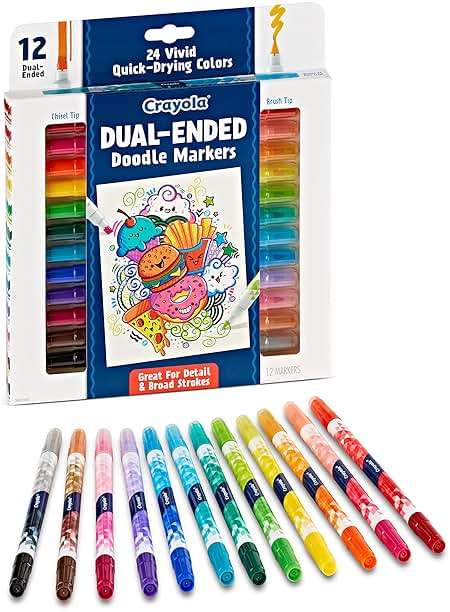 Crayola Dual Chisel Tip & Brush Markers (12ct), Markers for Adults, Art Marker Set, Coloring Supplies, Gifts for Teens & Adults - Image 8
