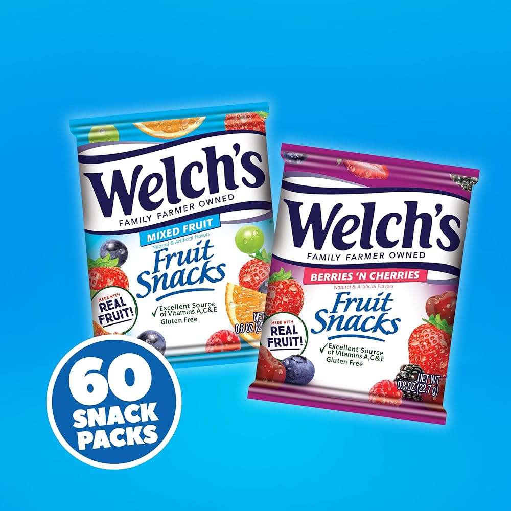 Welch's Fruit Snacks, Mixed Fruit & Berries 'N Cherries Snack Box, Gluten Free, 0.8oz Snack Packs (Pack of 60) - Image 3