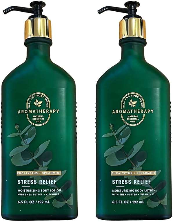 Bath and Body Works Stress Relief Eucalyptus Spearmint Gift Set of 2-6.5 Ounce Moisturizing Body Lotion with Shea Butter and Vitamin E - Image 1
